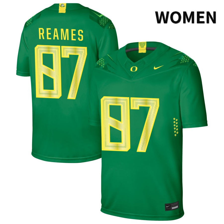 Oregon Ducks Women's #87 Von Reames Football College Authentic Green NIL 2022 Nike Jersey ELQ33O6L